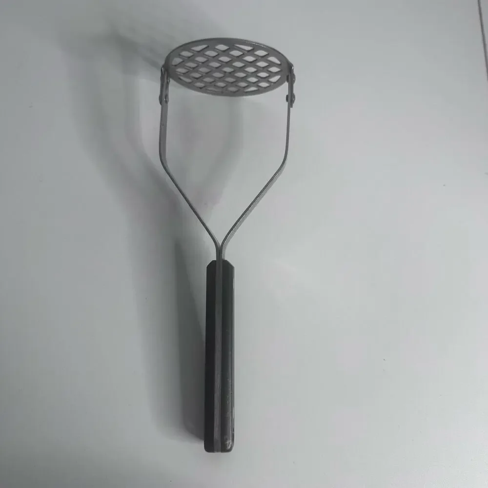 Vtg Flint Arrowhead Stainless Steel Potato Masher Vegetables w Dark Handle USA